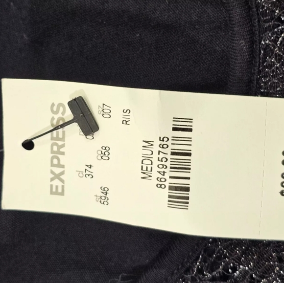 Women's Medium Express Black & Metallic Ruffle Tank Top Blouse Shirt NEW - Picture 6 of 8